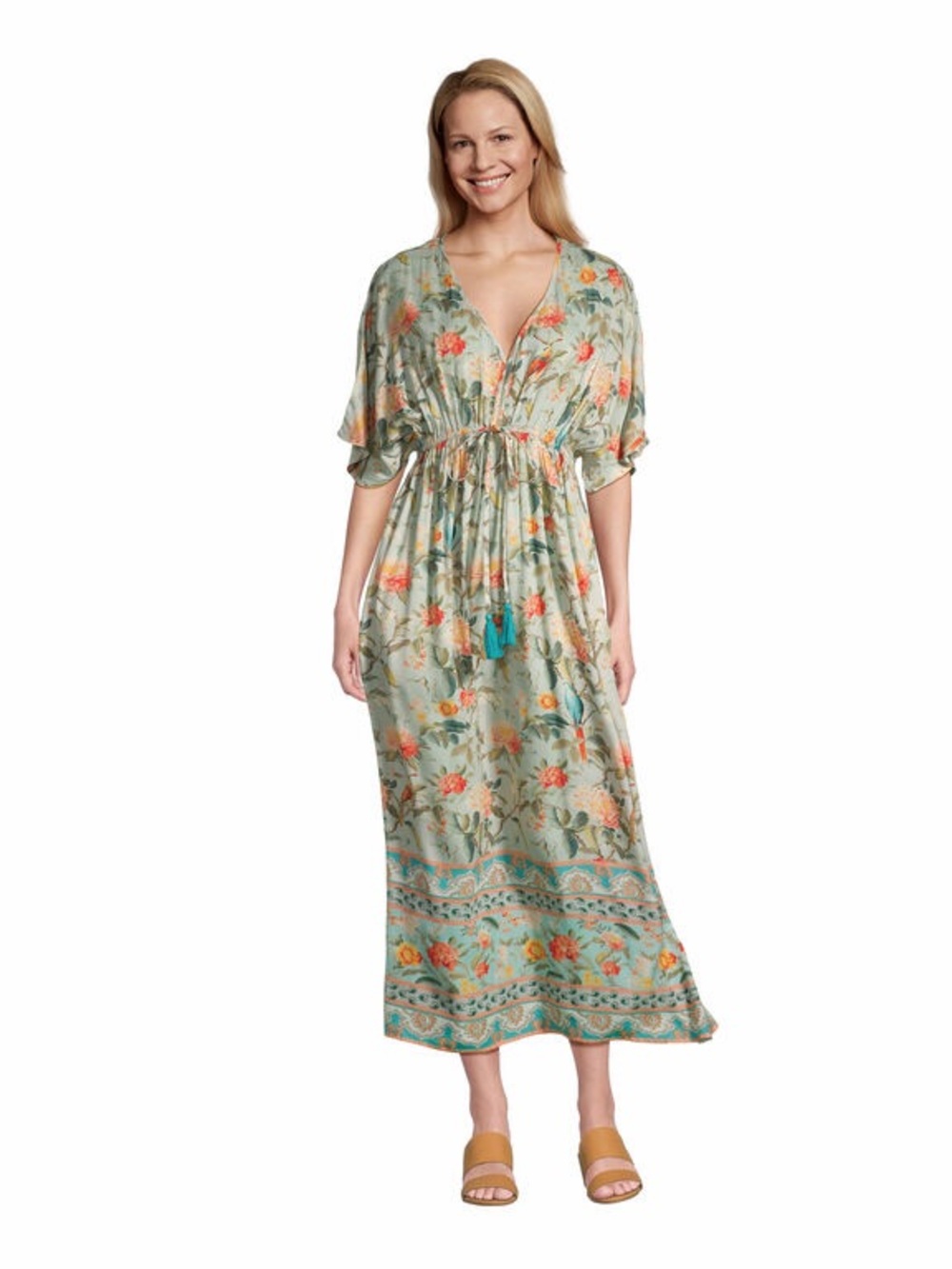 World Market Floral V-Neck Maxi Dress
